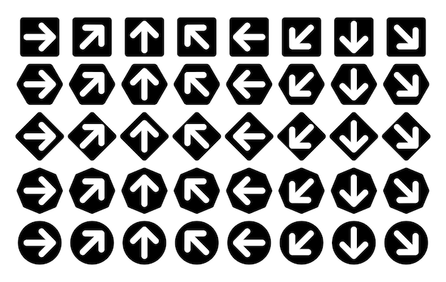 Set of arrow directions