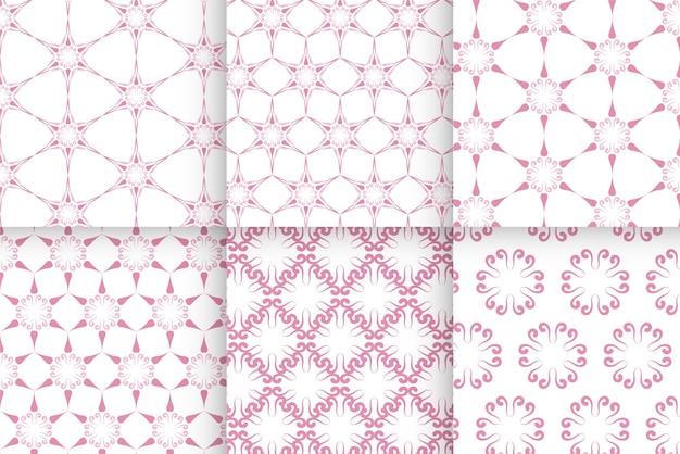 Set of Baby girl seamless pattern of pink color