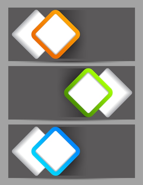 Set of banners with cut out squares.