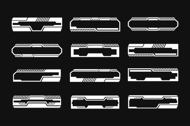 Set of black and white hightech design elements