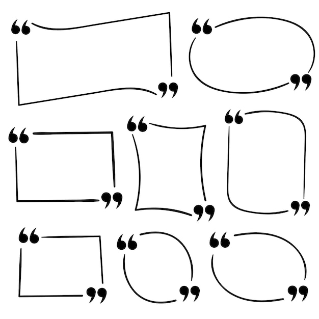 Set of black frames hand drawn quote text bulbs