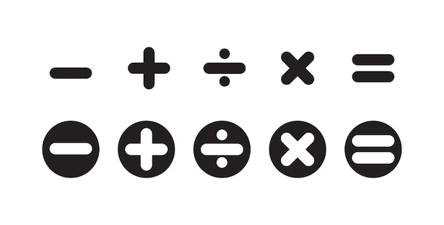 set of black math symbols icon mathematical calculations