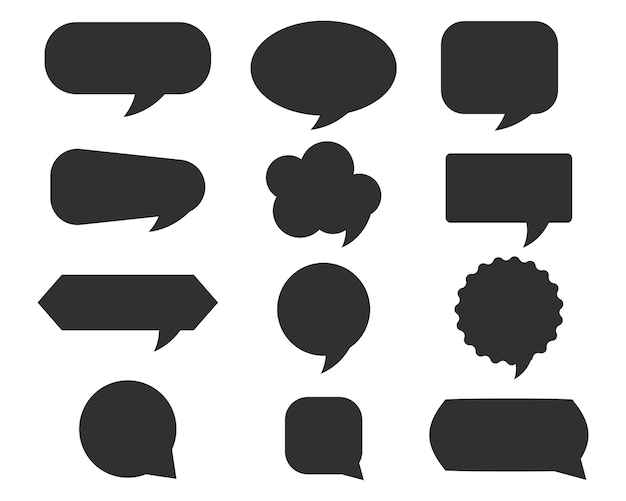 Set of blank white speech bubble iconVector illustration isolated on white background