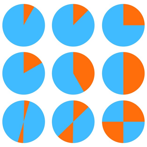 Set of blue and orange circles Various progress stages in vector Clean and simple