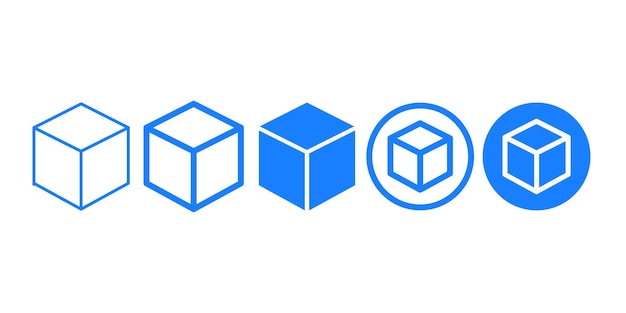 Set of blue cubes on white background. Cube vector icon.