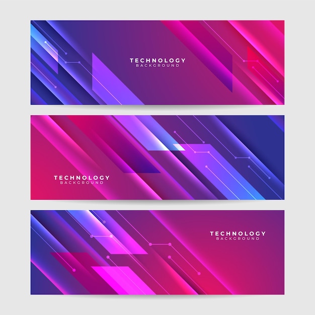 Set of blue futuristic science technology network particles waves lines mesh AI banner background Vector abstract graphic design banner pattern background web template