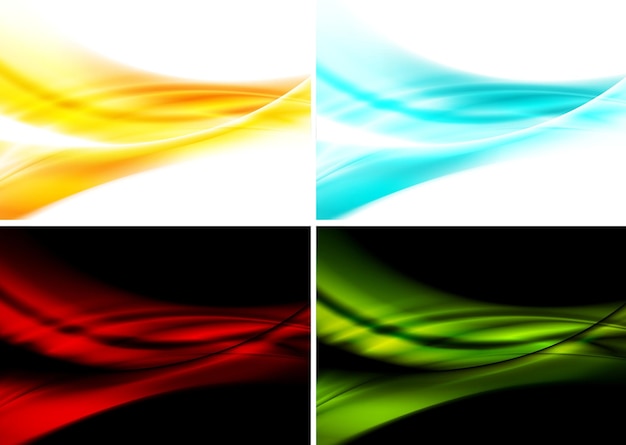 Set of bright abstract waves backgrounds