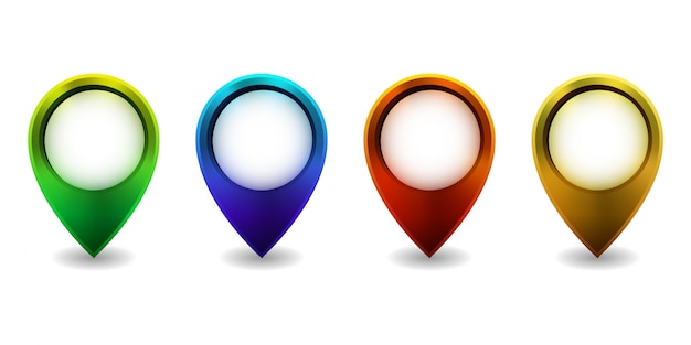set of bright map pointer icon  on white background.  illustration