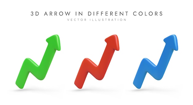 set of business arrows of different colors upward movement development