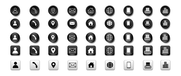 Set of business symbols for contact