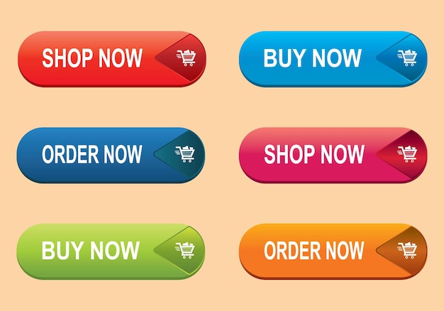 Set of button shop now or buy now button with shopping cart Vector illustration Online shopping