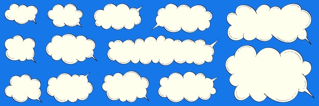set of cartoon speech bubbles in the shape of a cloud