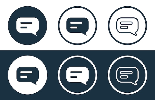 Set of Chat icons isolated flat and outline style vector illustration