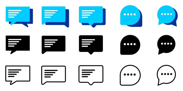 Set of Chat Message Bubbles Icon Vectpr Talk bubble Communication icons SMS Chatting icons