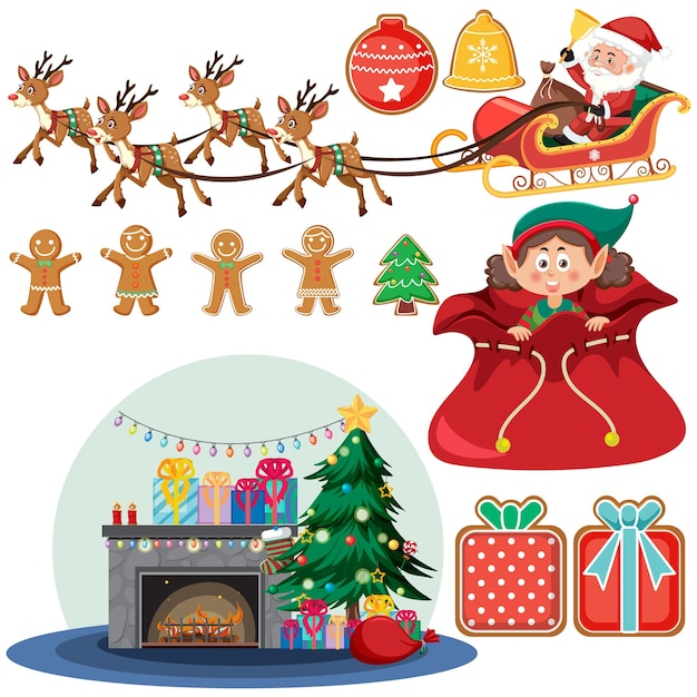 Set of Christmas element