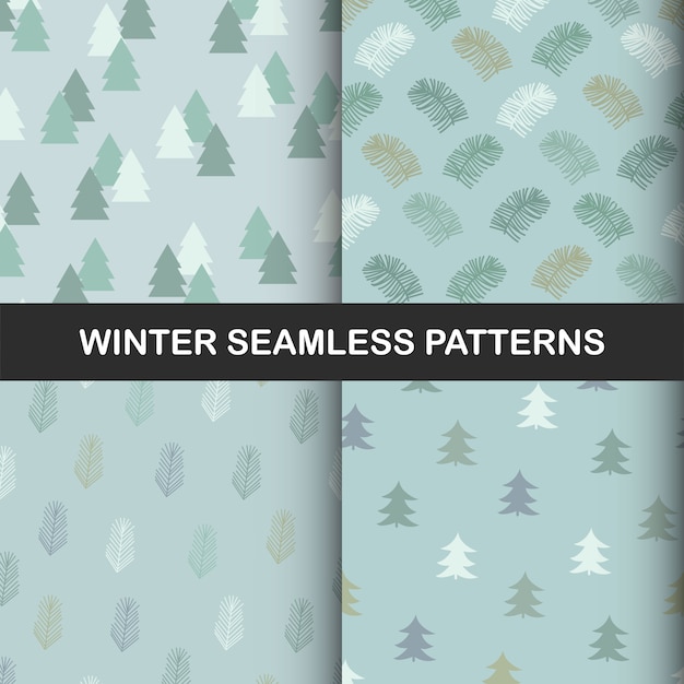 Set of Christmas trees seamless pattern