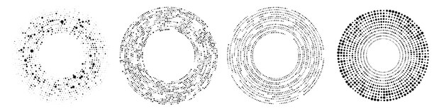 Set of circle halftone dotted backgrounds