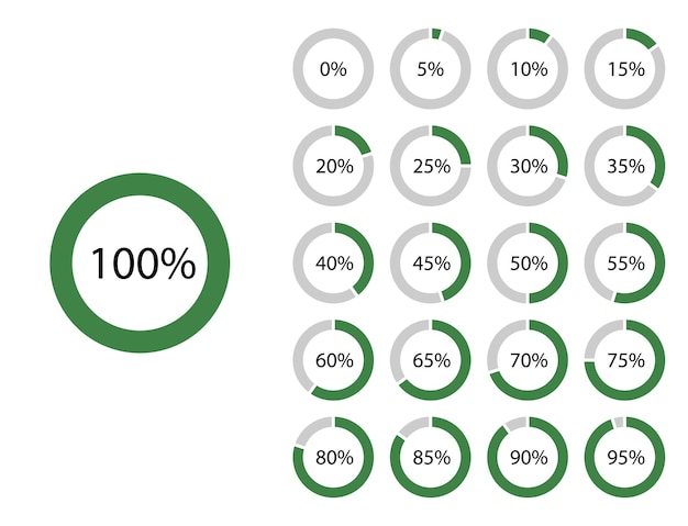 Set of circle percentage diagrams for infographics