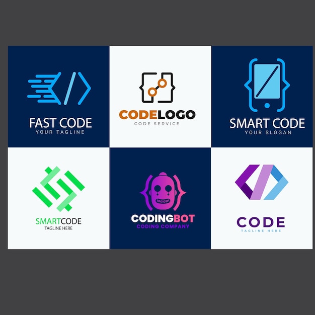 Set of code and document symbol logo design template