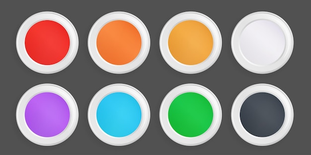 Set of color examples vector color testers and buttons with basic colorful gradients