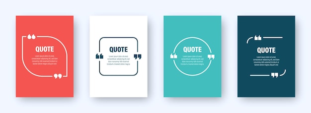 set of colorful banners with quote frames speech bubbles with quotation marks blank text box and