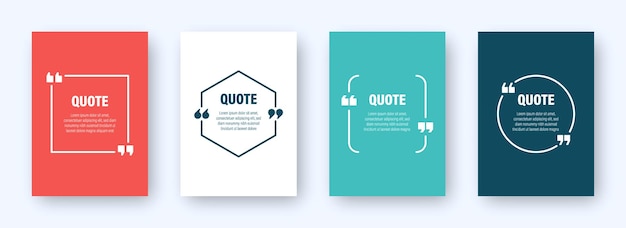 set of colorful banners with quote frames speech bubbles with quotation marks blank text box and