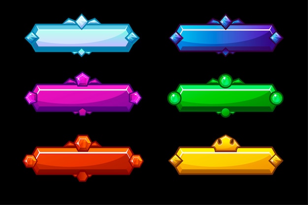Set of colorful bright glossy crystal buttons.