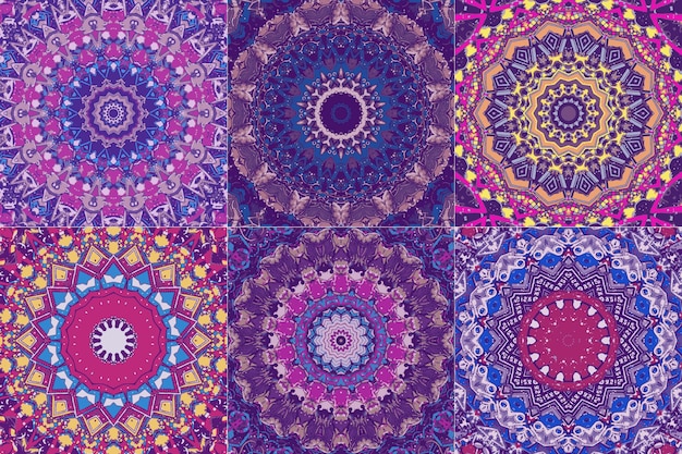 Set of colorful ethnic pattern geometric elements