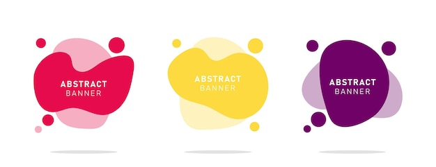 Set of colorful modern flat abstract liquid blob banner