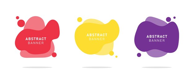 Set of colorful modern flat abstract liquid blob banner