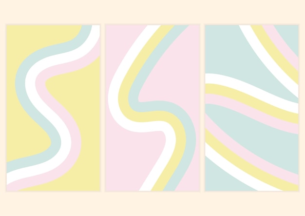 set of colorful poster banner with line