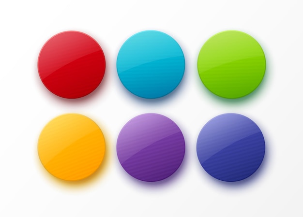 set of colorful round glossy badges circle blank shapes