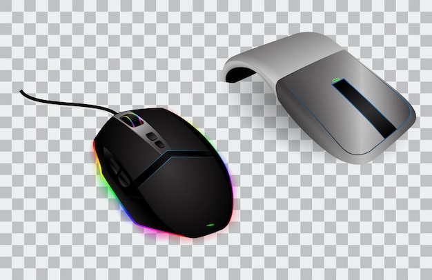 set of computer mouse realistic or mouse with scroll and click optical technology or mice device