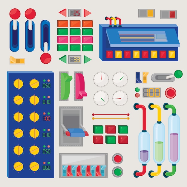 Set of control's button. Technology panels