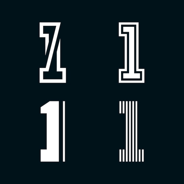 Set of creative number 1 logo design Premium Vector