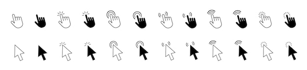 set of cursor and hand click icons