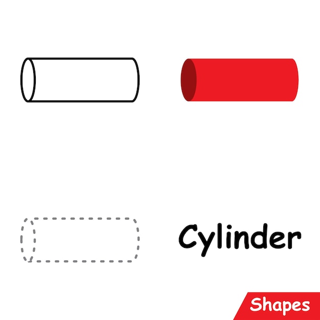 Set of Cylinders ready to use for education such as coloring pages trace shapes learn Cylinder