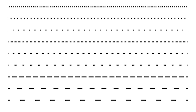 Set of dashed lines collection different types of dashed lines black dashed line