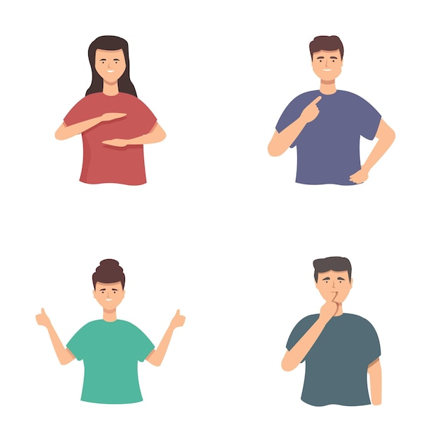 set of diverse people displaying different gestures