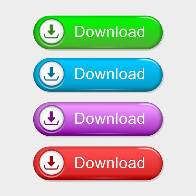 set of download buttons vector illustration