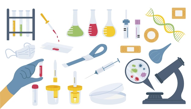 Set of elements for taking tests passing tests vector of a microscope microscope slides etc