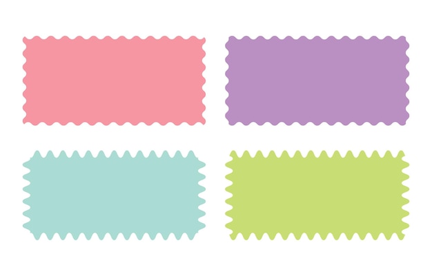 set of empty color frame with postage stamp style template art decoration
