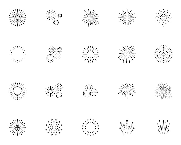 set of firework icon sparkle happy new year