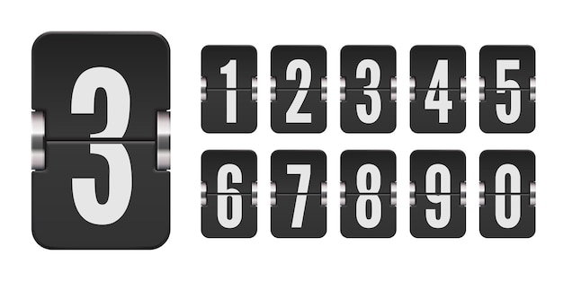 set of flip score board numbers for countdown timer or calendar vector template for your design