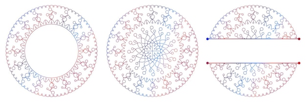 Set of flower mandalas Decorative ornament in ethnic oriental style vector illustration