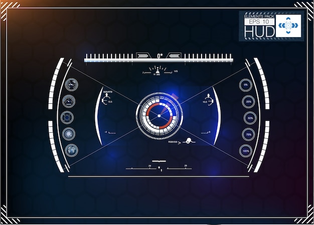 Set of futuristic blue infographics as head-up display. Display navigation elements for the web and app. Futuristic user interface. Virtual graphic.  