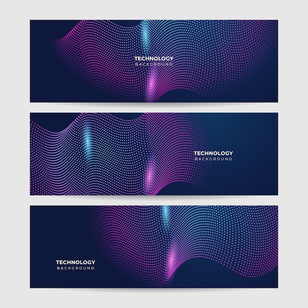 set of futuristic technology digital abstract dark blue colorful design banner vector abstract graphic design banner pattern background web template