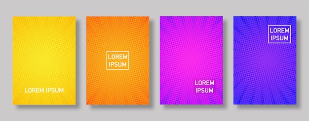 Set of geometric pattern background design. Dynamic colorful gradients. Minimal modern cover design.