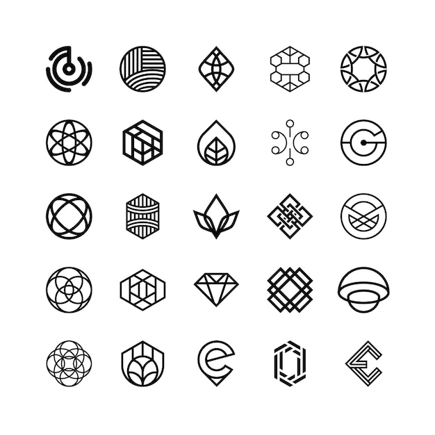Set of geometric shape logo template