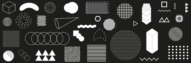 set of geometric shapes memphis design retro elements for web vintage advertisement commercial